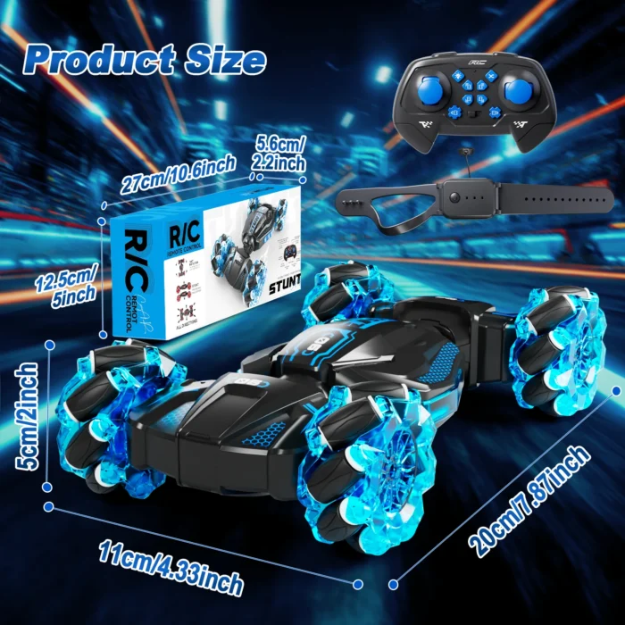 gesture controlled 360 degree stunt remote control car, available in red or blue. the perfect gift for children aged 6+christmas