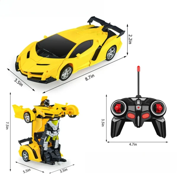 2 in 1 rc transforming robot car toy – mini remote control deformation vehicle with lights & sound, gift for boys kids 4 10