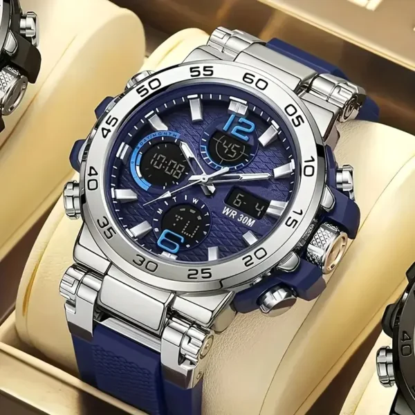 | men's and women's multifunctional luminous dual display sports watch | calendar + alarm clock + timer | aviation aluminum alloy anti fall watch dial | trendy fashion accessory for teenagers