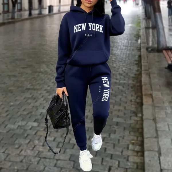 new york women's tracksuit autumn winter hoodies trousers 2pcs suit sports jogging street high quality clothes women pants sets new york women's tracksuit autumn winter hoodies trousers 2pcs suit sports jogging street high quality clothes women pants sets