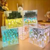 creative diy tulip night light led decorative night lamp magic cube table lamp and mirror 2 in 1 for birthday gifts girl cards