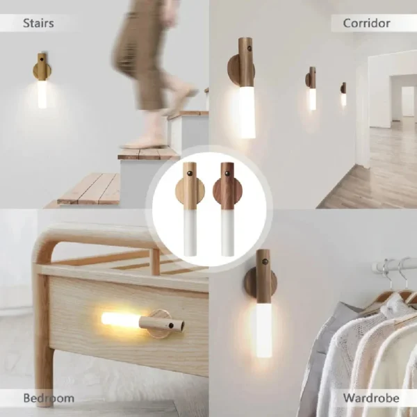 intelligent wooden magnetic suction lamp led charging night light staircase corridor bedroom atmosphere human body sensing light intelligent wooden magnetic suction lamp led charging night light staircase corridor bedroom atmosphere human body sensing light