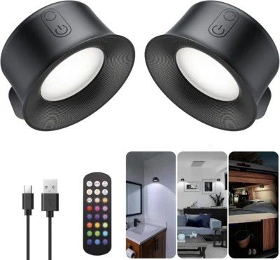 2pack led wall lights, battery wall sconce,magnetic wireless rechargeable ambient lights, auxiliary light rotates 360°, 3 color