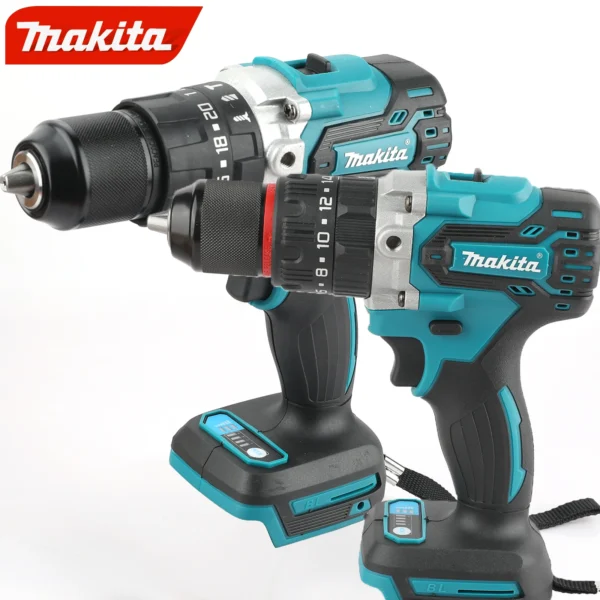 makita ddf487 13mm red and black brushless household 18v lithium ion charging impact drill, high torque electric screwdriver