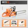 gasoline power chain saws 24 inch guide bar 2 cycle 65/72cc gas chainsaw farm garden cutting wood crankcase hand pull start