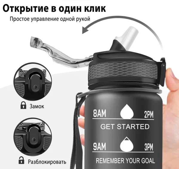 1l sports water bottle straw cup 1 litro with time maker leak proof bpa free frosted cup for outdoor sports drinking bottle