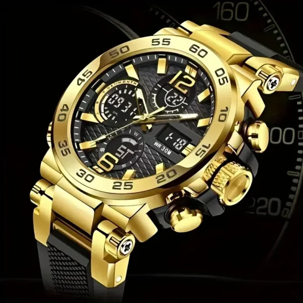 | men's and women's multifunctional luminous dual display sports watch | calendar + alarm clock + timer | aviation aluminum alloy anti fall watch dial | trendy fashion accessory for teenagers