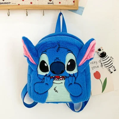 disney stitch plush new backpack cartoon fashion 3d mini women's backpack large capacity cute children schoolbag high quality!!