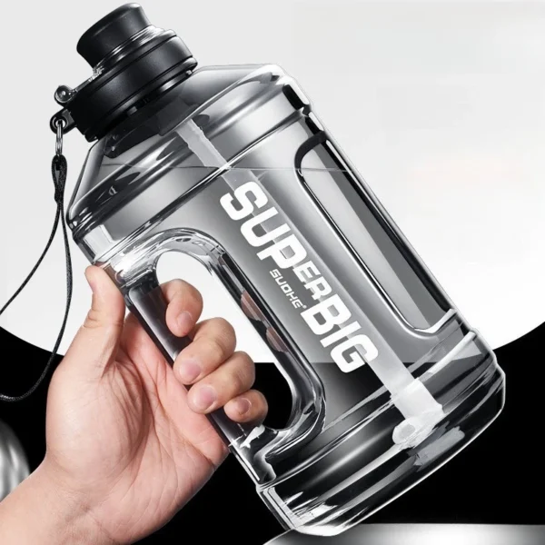 1600ml sports gym water bottle tumbler food grade plastic large capacity travel cups with straw bucket leakproof handle no odor