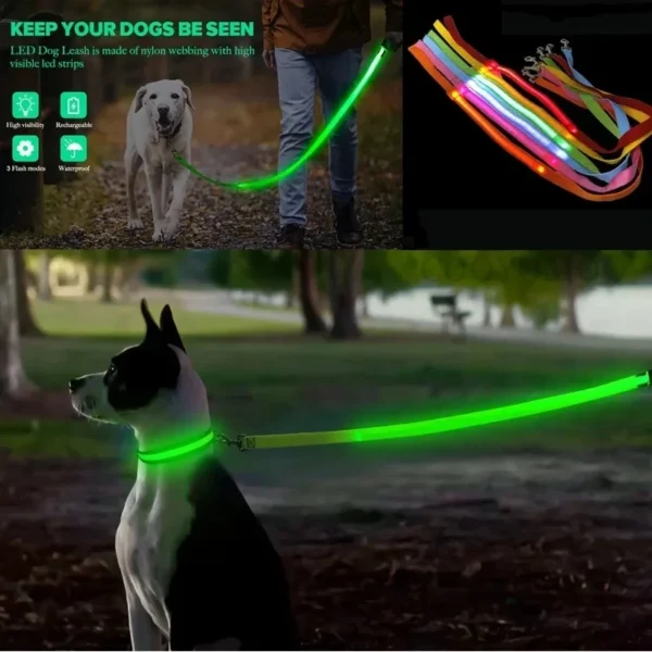 led pet dog leash rope with light luminous lead leash usb charging for dog safety flashing glowing collar harness accessories led pet dog leash rope with light luminous lead leash usb charging for dog safety flashing glowing collar harness accessories