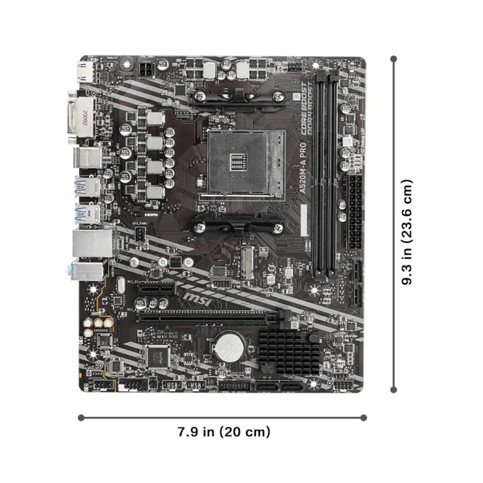 msi amd a520m a pro motherboard support ryzen cpu r3 r5 r7 5000 & 3000 series mainboard am4 m.2 nvme dual channel ddr4 full new