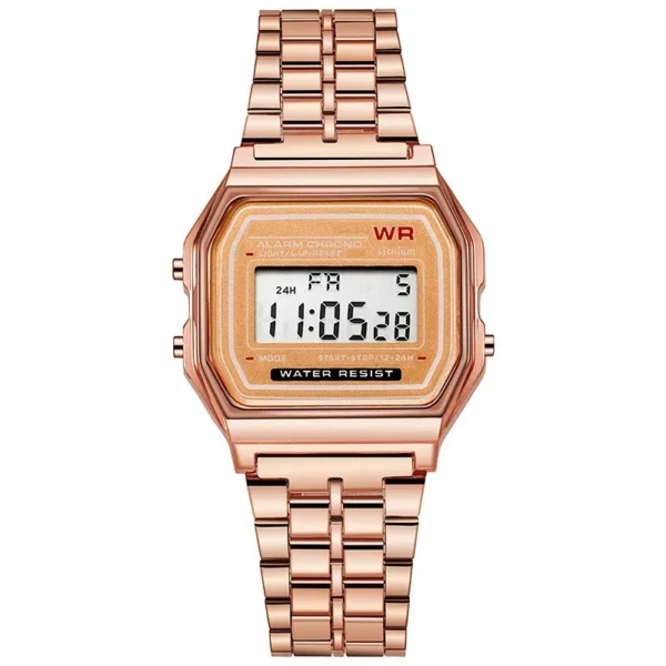 luxury rose gold women watches electronic digital display retro style clock men's relogio masculin reloj hombre homme