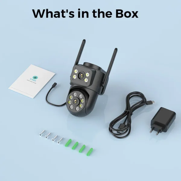 wifi camera outdoor 8mp 4k dual lens dual screens black surveillance camera night vision human detection security camera icsee wifi camera outdoor 8mp 4k dual lens dual screens black surveillance camera night vision human detection security camera icsee