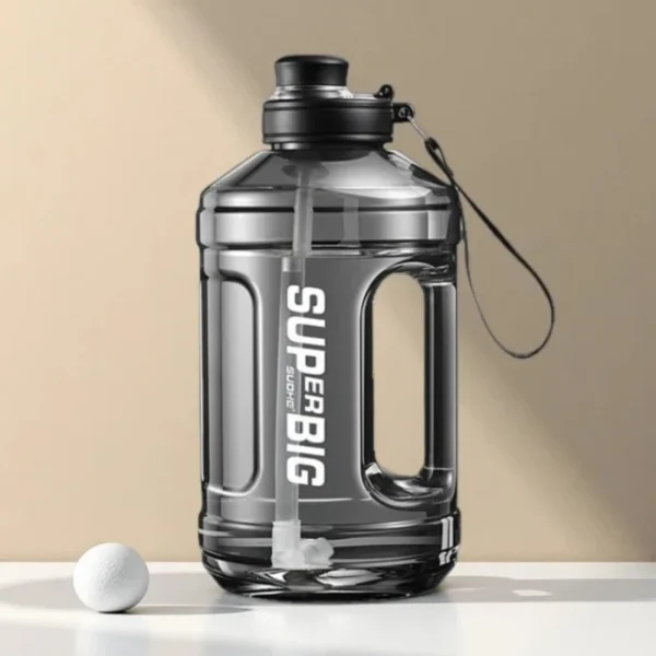 1600ml sports gym water bottle tumbler food grade plastic large capacity travel cups with straw bucket leakproof handle no odor