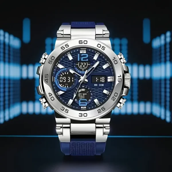 | men's and women's multifunctional luminous dual display sports watch | calendar + alarm clock + timer | aviation aluminum alloy anti fall watch dial | trendy fashion accessory for teenagers