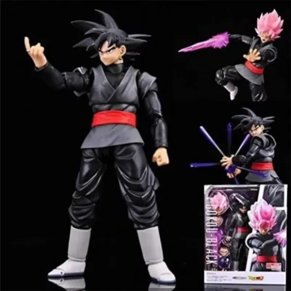 new 14cm anime dragon ball black goku zamasu action figure super saiyan movie version dbz model with multiple accessories toys