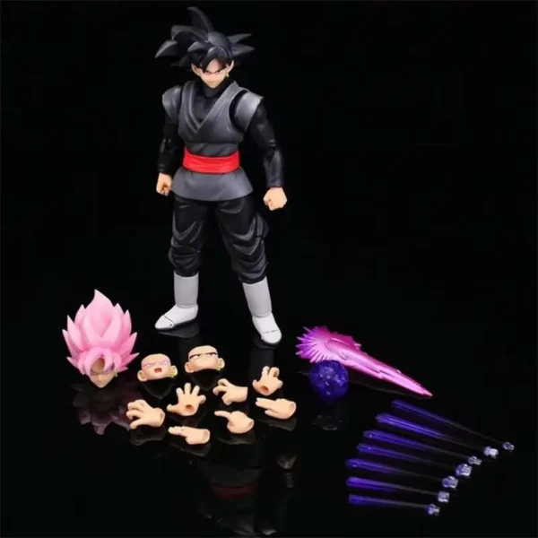 new 14cm anime dragon ball black goku zamasu action figure super saiyan movie version dbz model with multiple accessories toys