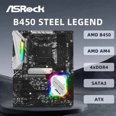 asrock b450 steel legend motherboard support r9 5950x r7 5800x3d 5700x r5 5600x 5600g cpu 4xddr4 3200mhz 128gb 2xm.2 hdmi atx