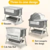 baby bassinet, bedside bassinet for baby, 3 in 1 bassinet bedside sleeper with wheels