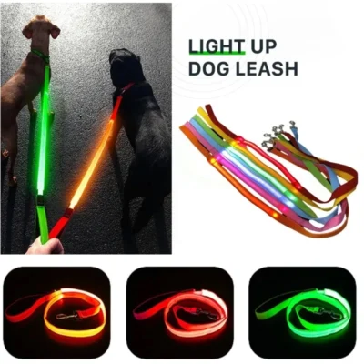 led pet dog leash rope with light luminous lead leash usb charging for dog safety flashing glowing collar harness accessories