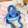 new lilo & stitch plush toys bag kawaii plush messenger bag girl handbag anime stuffed doll children cartoon plushie backpack