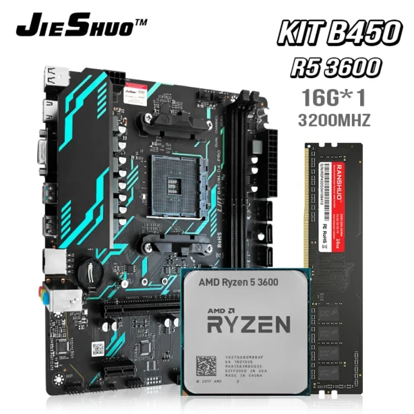 jieshuo b450 pro motherboard supports amd ryzen r5 5600x / 5600g / 5600 / 3600 processors dual channel ddr4 memory support (up t