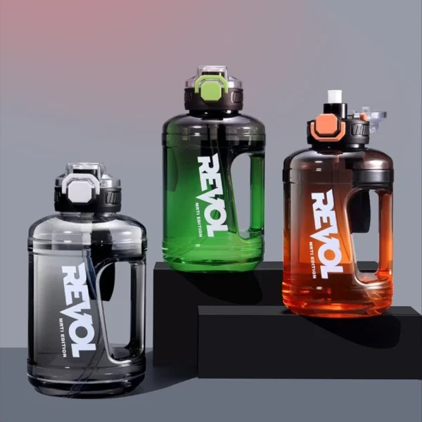 1600ml sports gym water bottle tumbler food grade plastic large capacity travel cups with straw bucket leakproof handle no odor