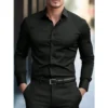 2025 men's shirt brand new solid color long sleeve smart casual four season elastic male business shirts 2025 men's shirt brand new solid color long sleeve smart casual four season elastic male business shirts