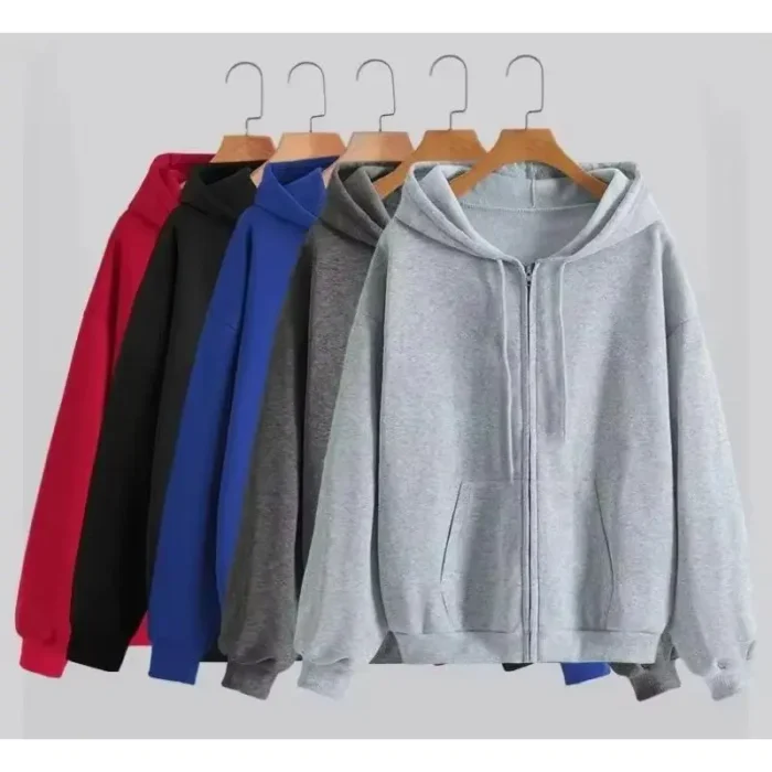 oversize women hoodies casual solid zip up hooded sweatshirt harajuku korean loose couple hoodie jacket coat streetwear