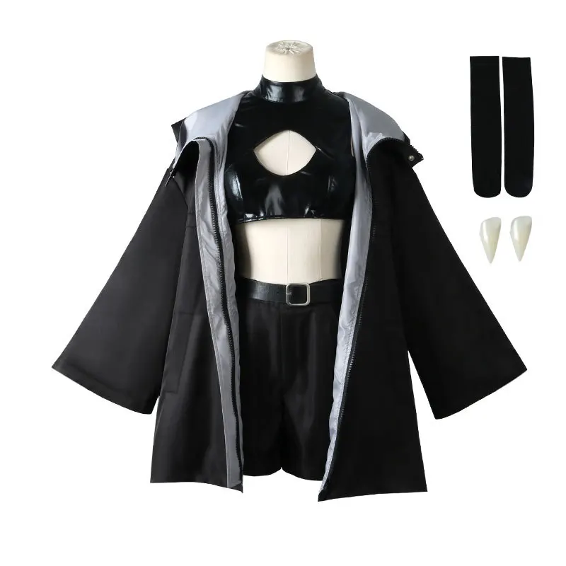 anime call of the night unisex cool cloak jacket denture wig loli maid halloween suit nanakusa nazuna cosplay costume aldult