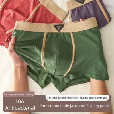 3pc 100% cotton men's underwear autumn winter new 10a antibacterial boxershorts loose comfortable men's quadrangle underpants
