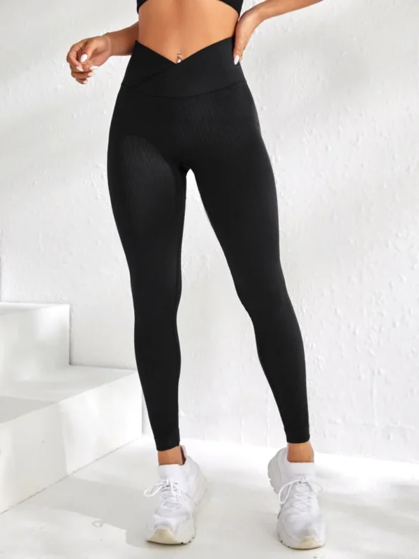 women sports leggings v waist elastic peach buttocks fitness pants with raised hips and high waist seamless yoga pants tight