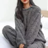 soft coral velvet jacquard warm pajama set for women cozy loungewear outerwear for winter christmas valentine's day gift soft coral velvet jacquard warm pajama set for women cozy loungewear outerwear for winter christmas valentine's day gift 